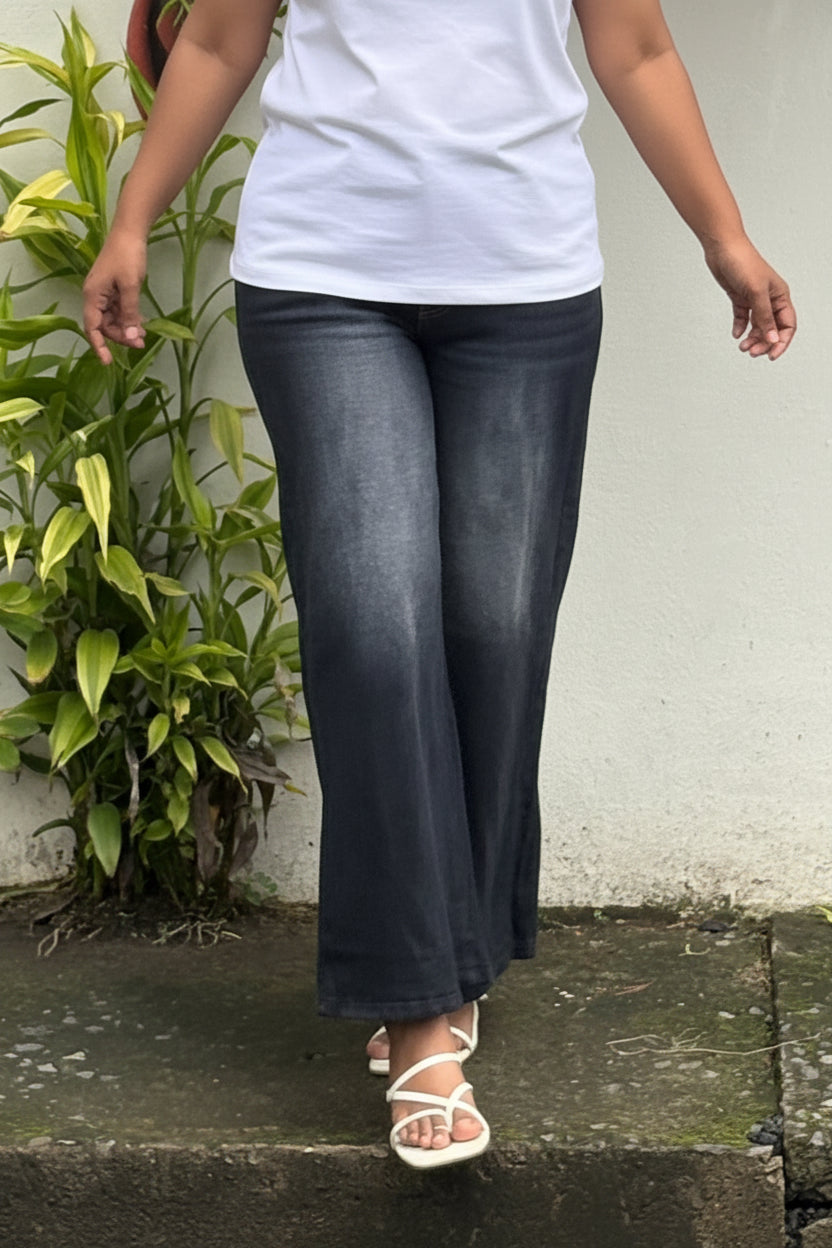 Black Wide leg Denim Pants