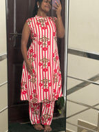 Pink stripe Sleeveless Co- Ord