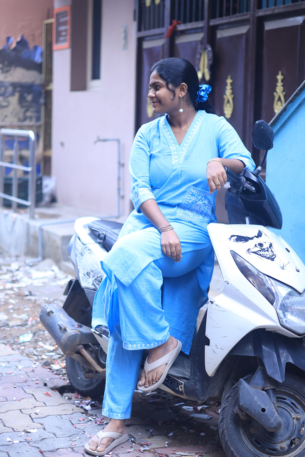 Blue Embroidery Co-Ord