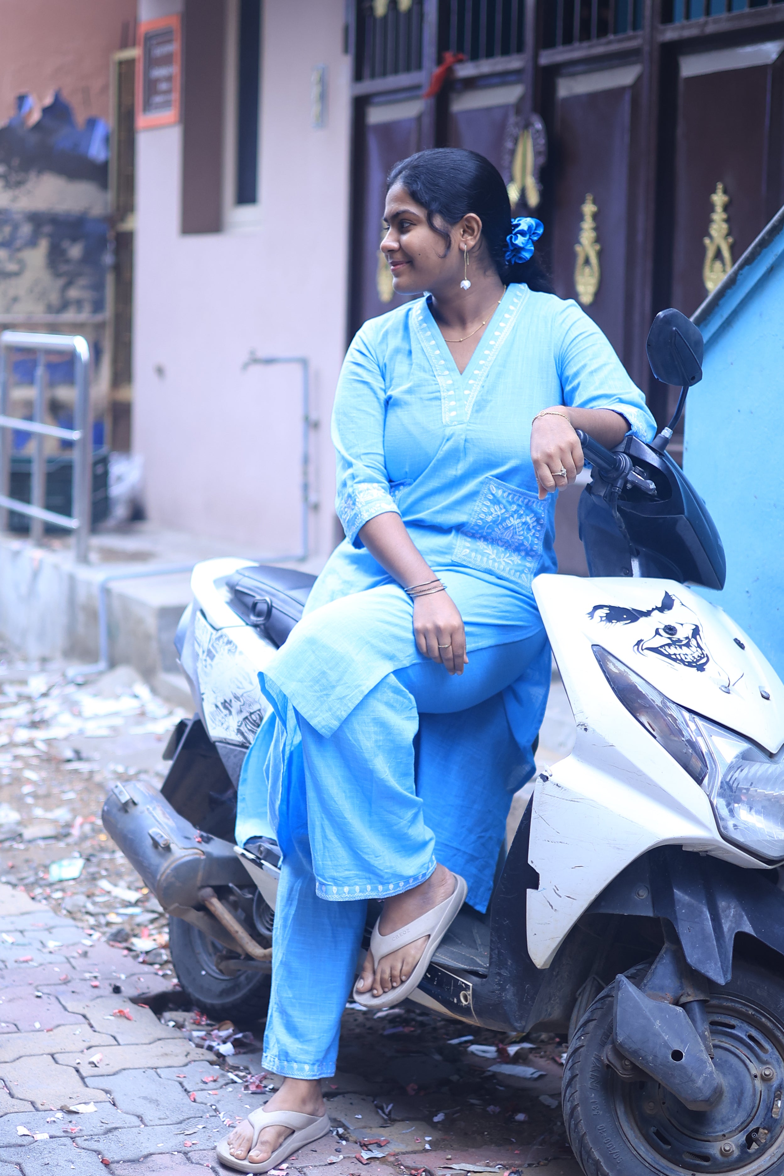 Blue Embroidery Co-Ord