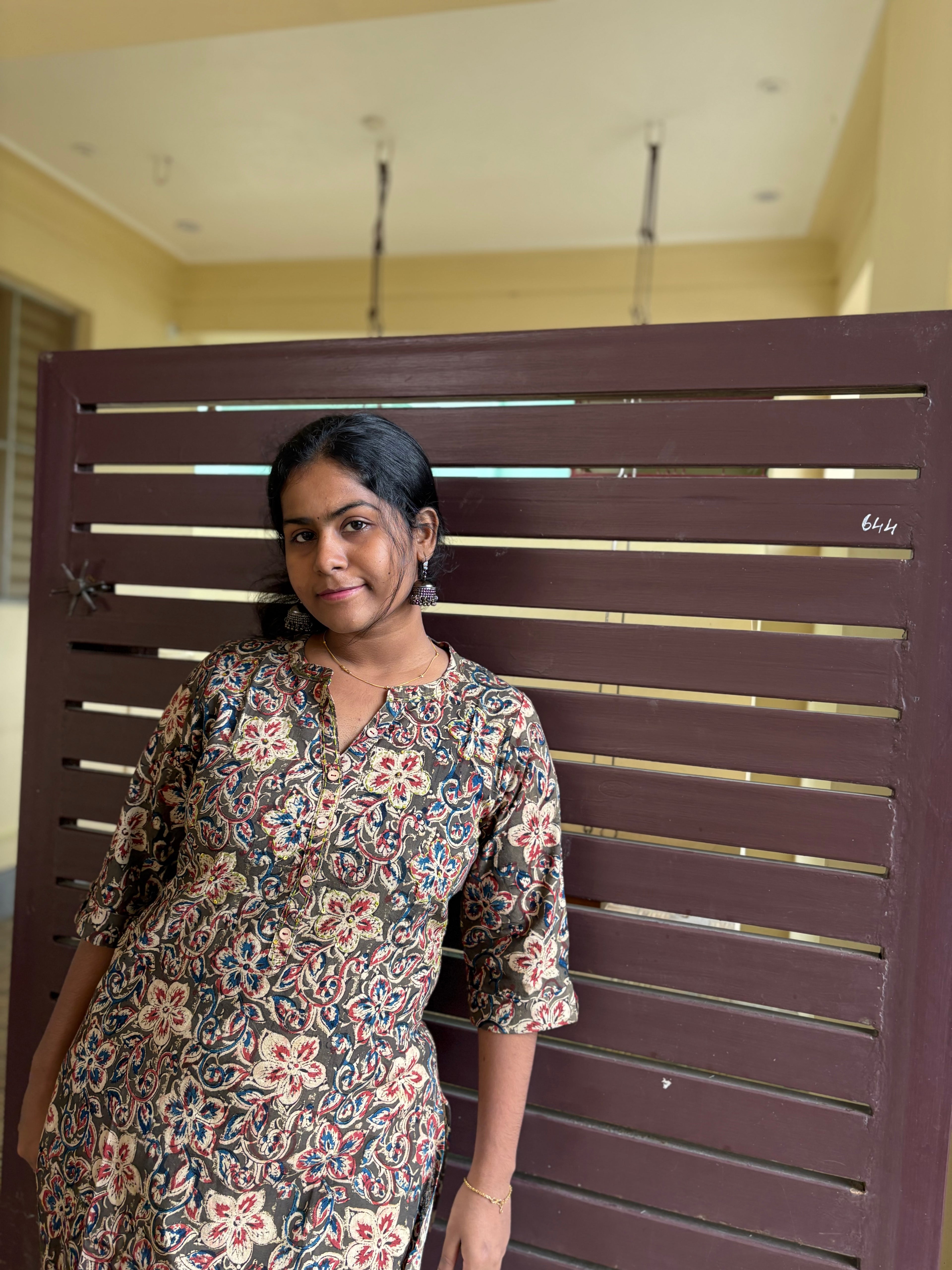 Green kalamkari knee length kurti