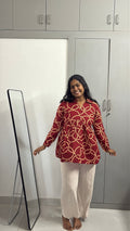 Red Collar Peplum Top