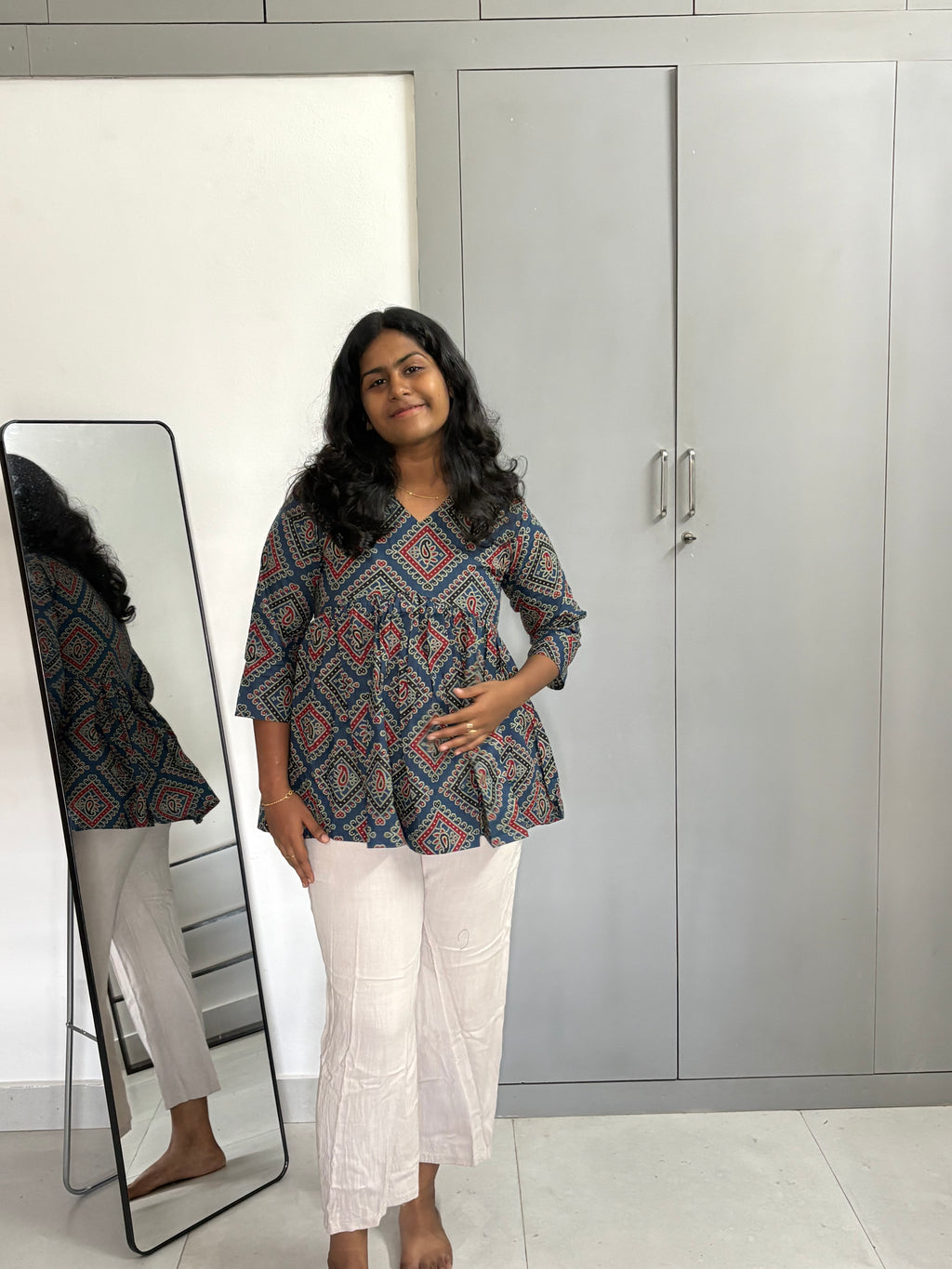 Blue Ajrakh Peplum