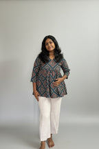 Blue Ajrakh Peplum