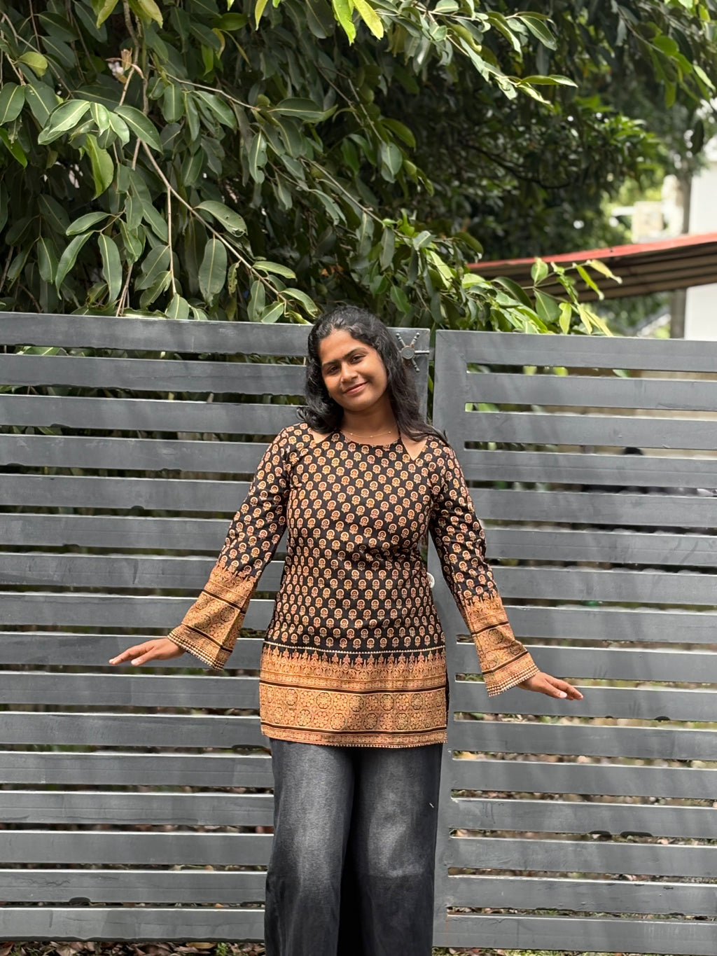 Black butta Corset back kurti