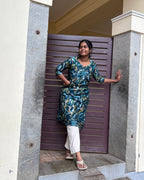 Marbel blue knee length kurti