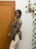 Patch work feel short top