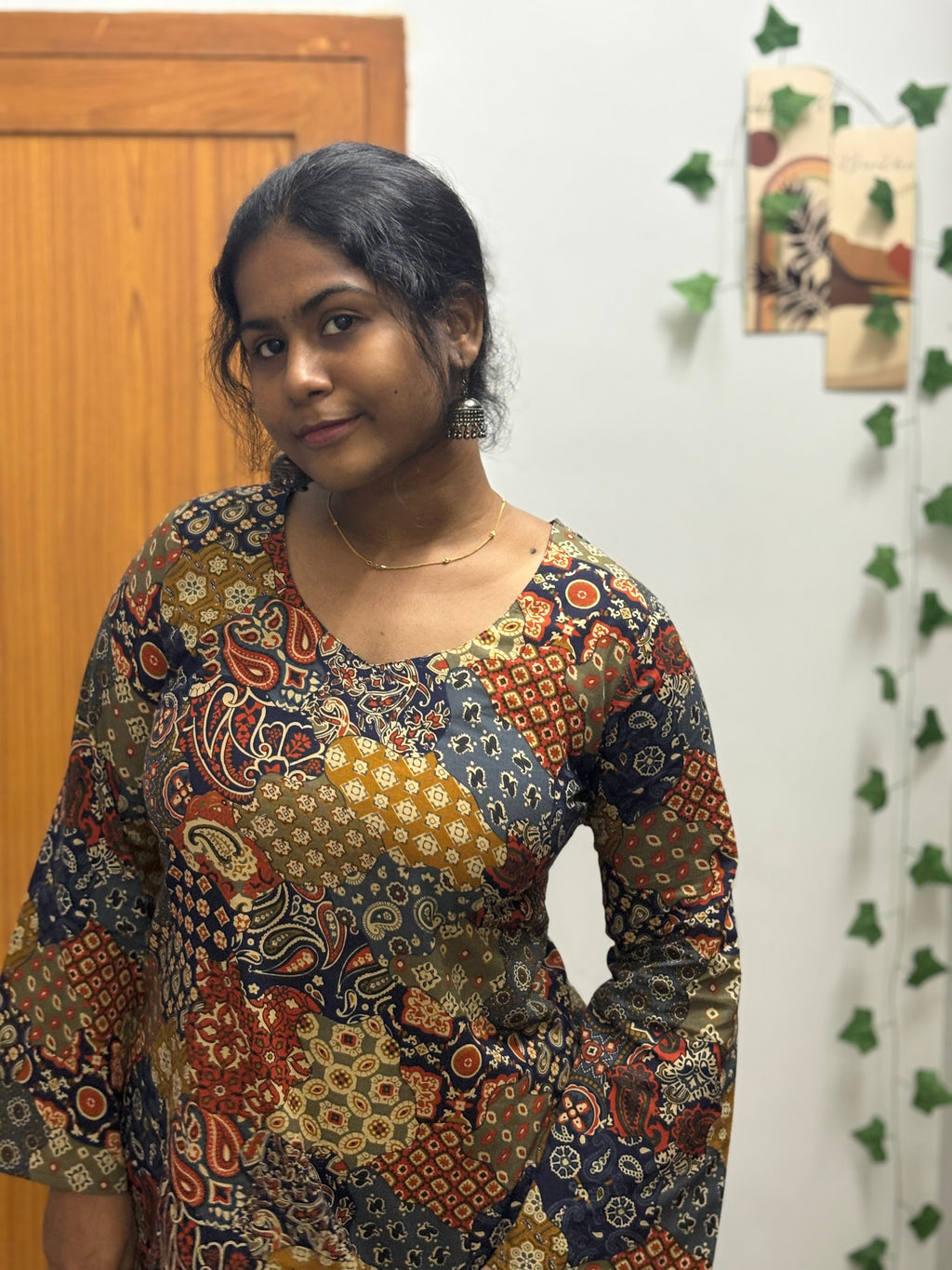 Patch work feel short top