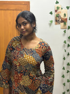 Patch work feel short top