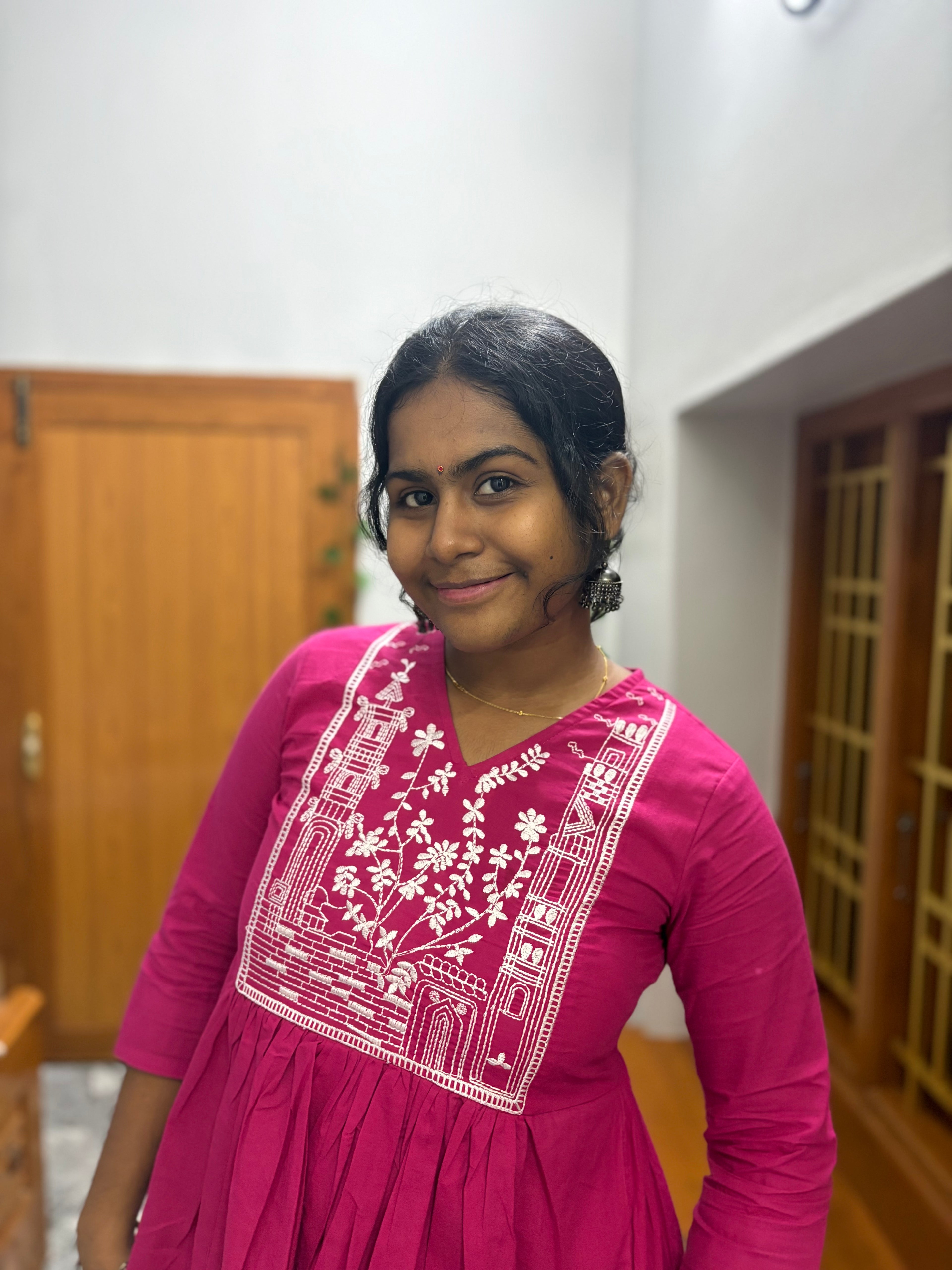 Pink Embroidered Peplum Co-Ord