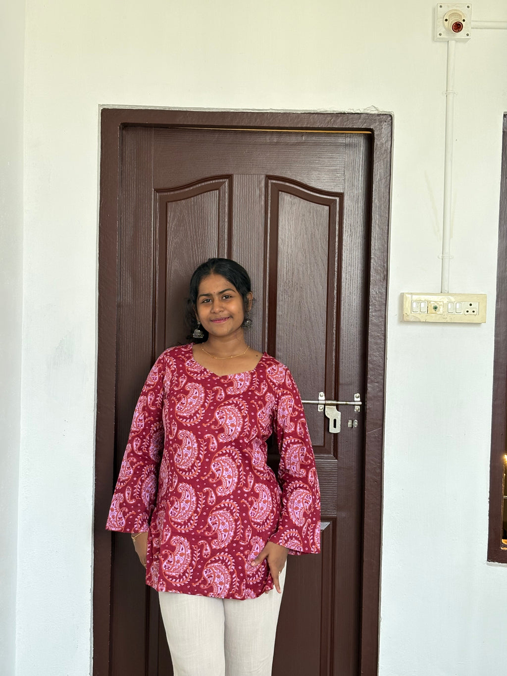 Brown Paisley corset back kurti