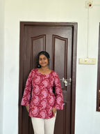 Brown Paisley corset back kurti