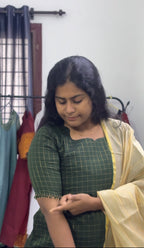 Raw silk Green Kurti with shawl
