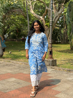 Blue chikankari co-ord