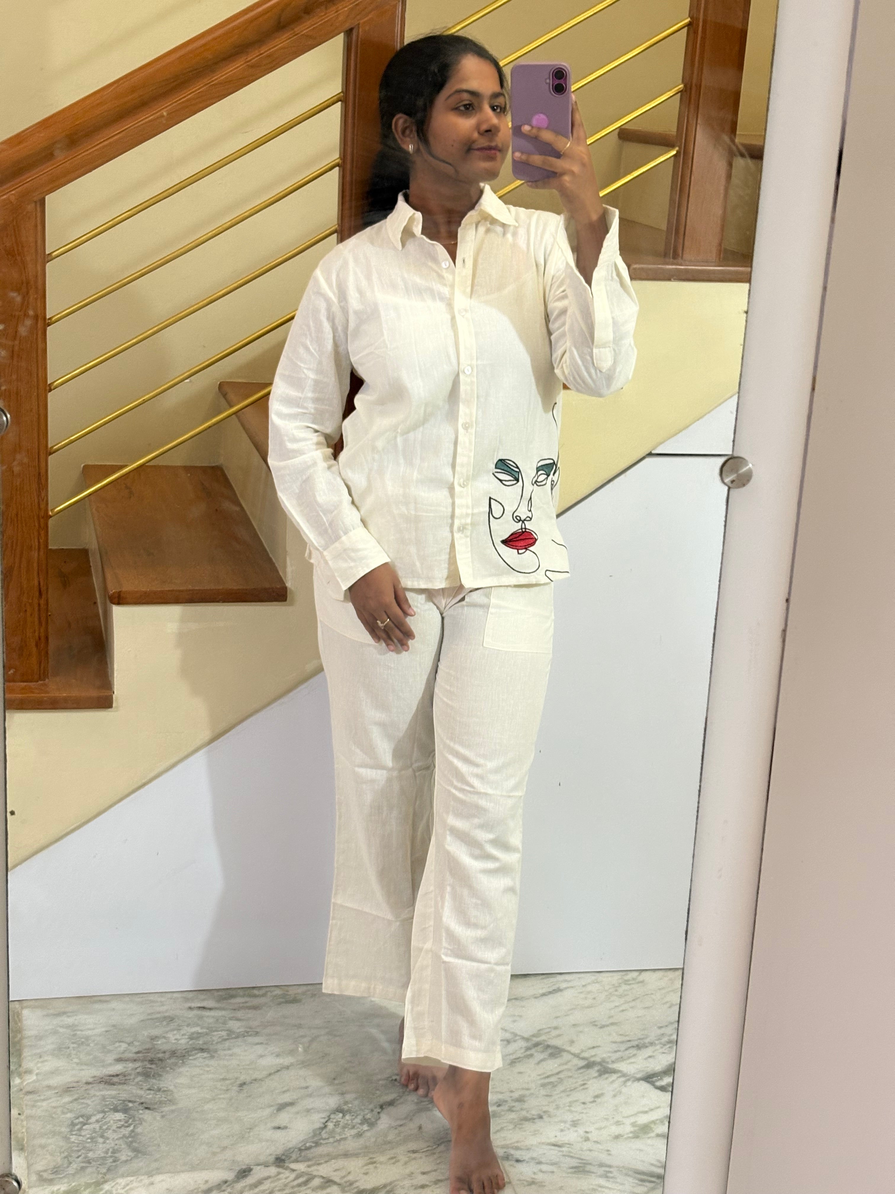White Mugam Co-ord set