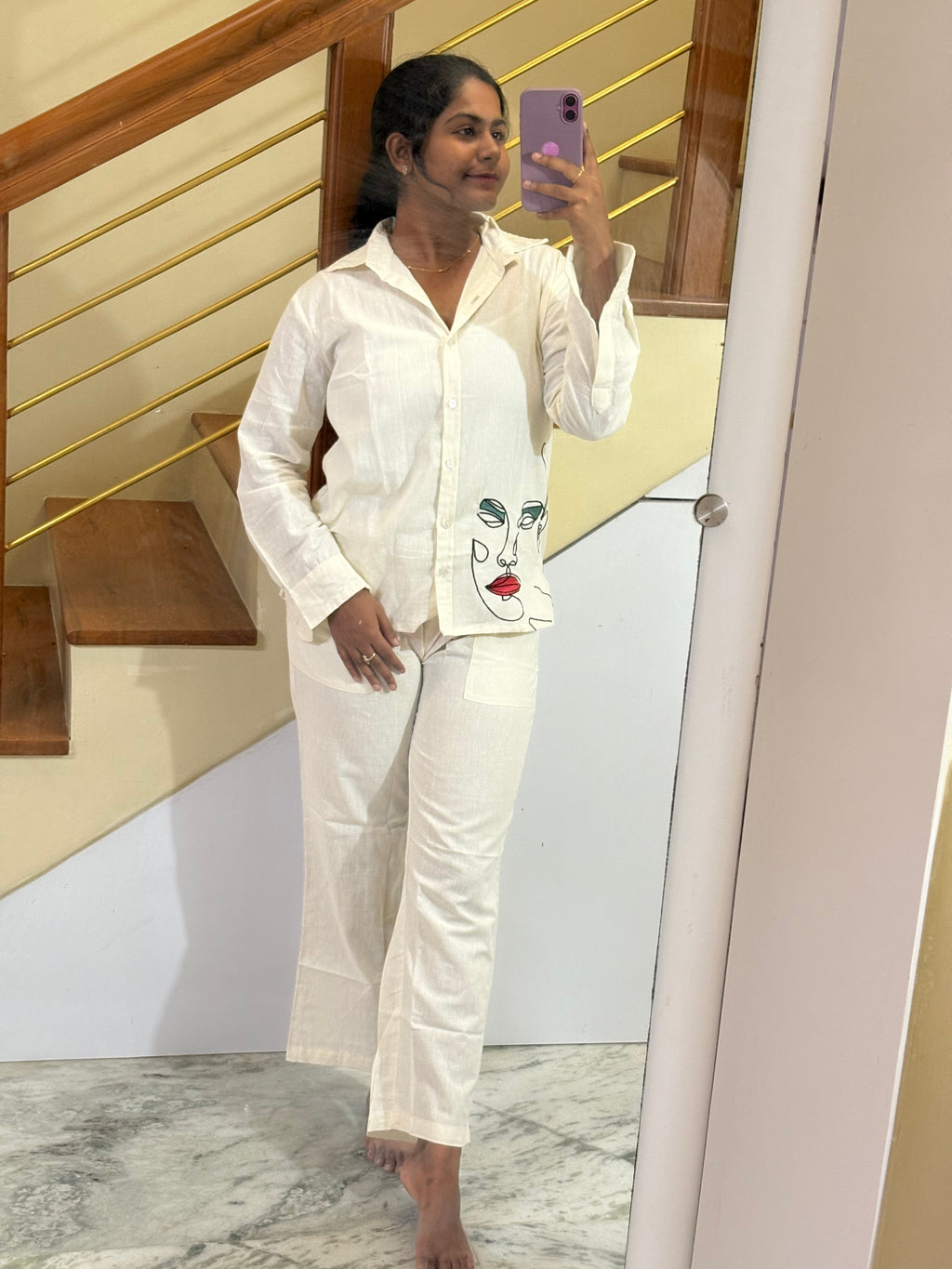 White Mugam Co-ord set