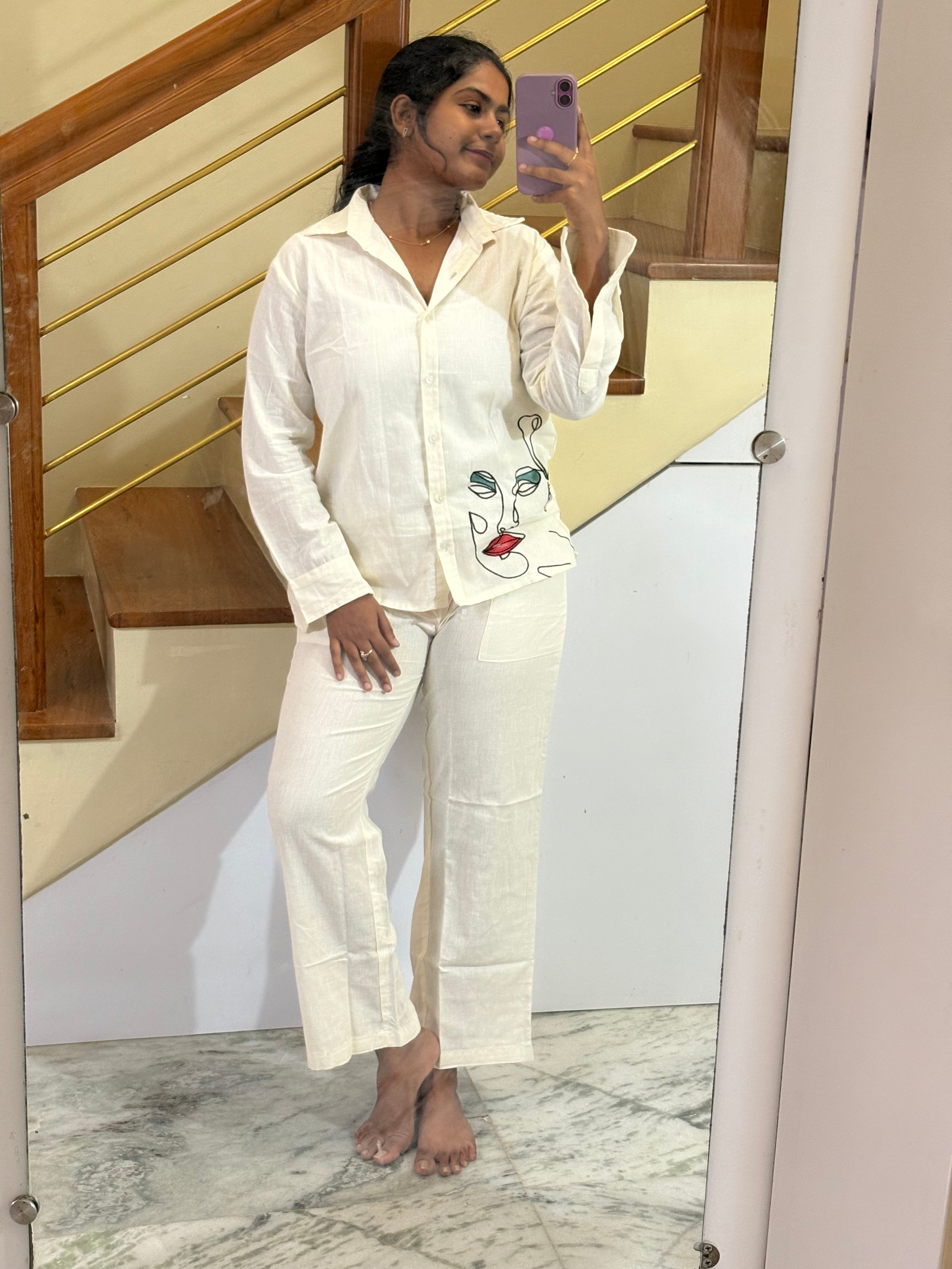 White Mugam Co-ord set