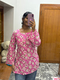 Pink floral Corset back kurti