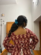 Brown Floral Corset back kurti