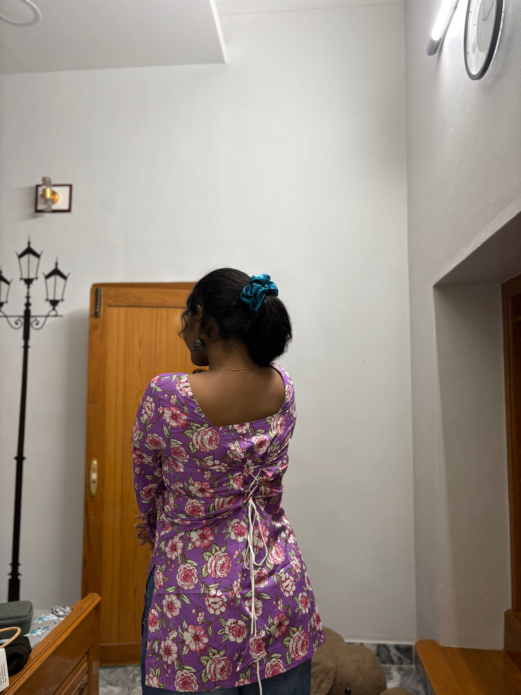 Violet floral Corset back kurti