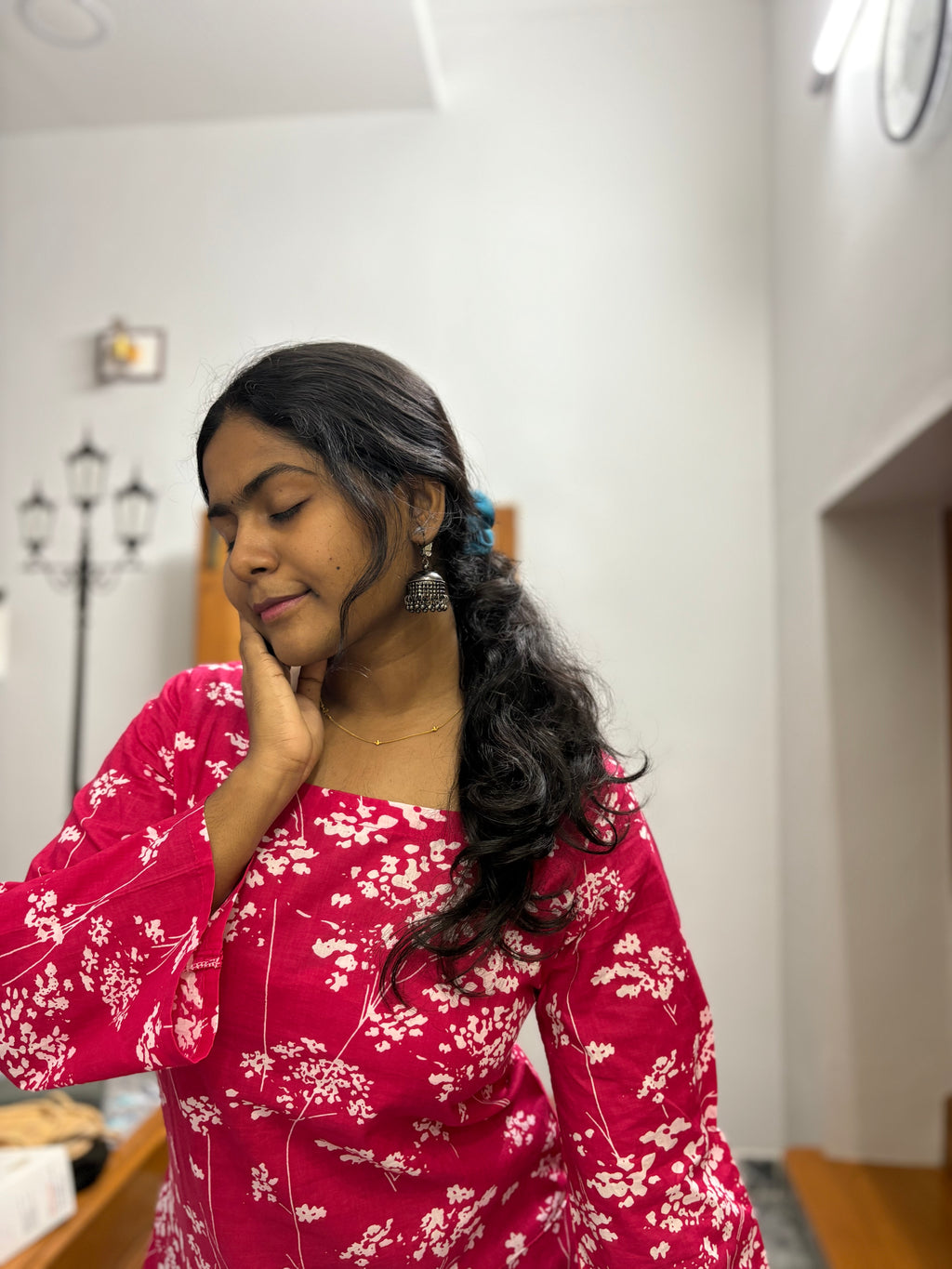 Pink batik Corset back kurti