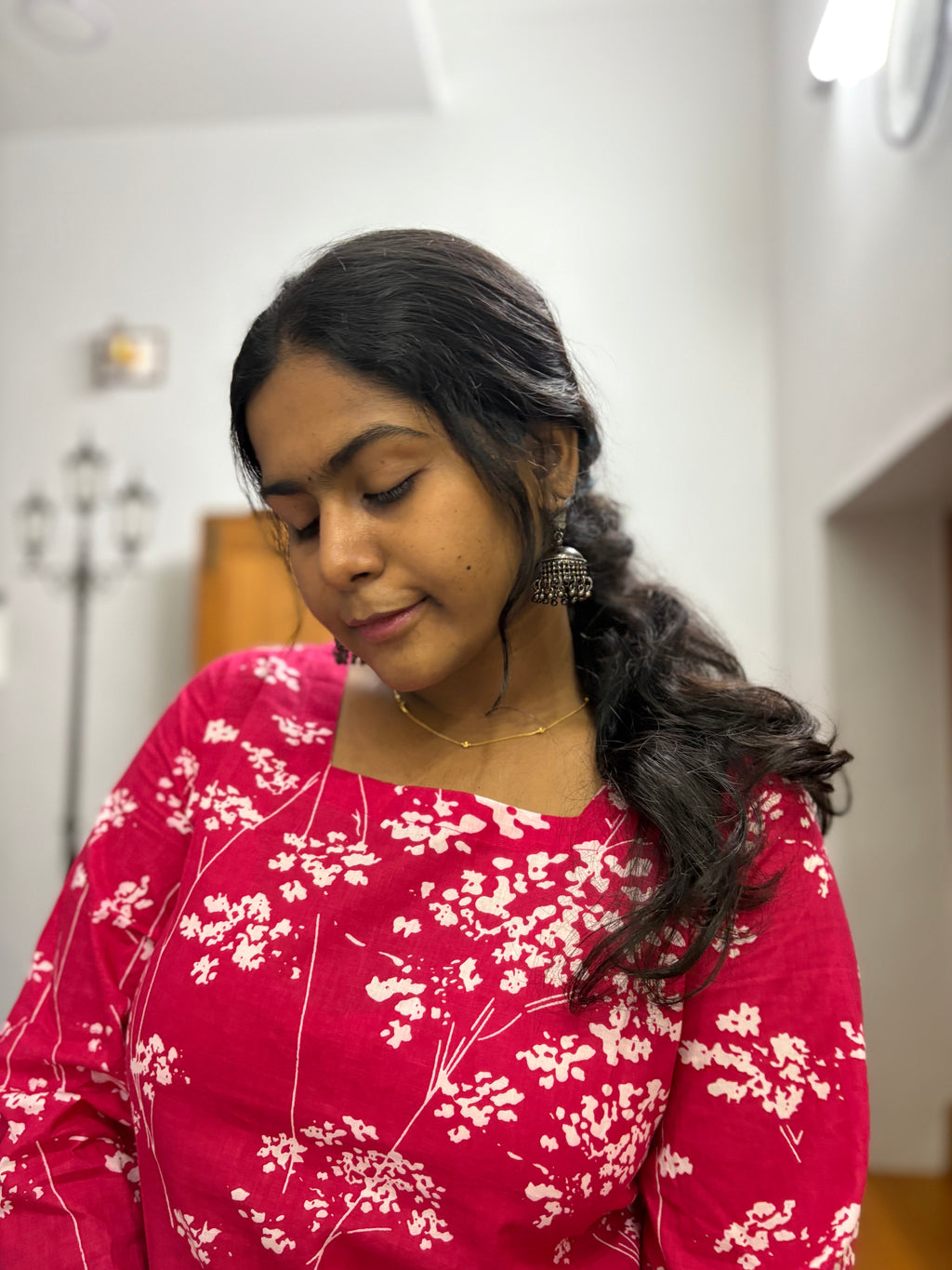 Pink batik Corset back kurti