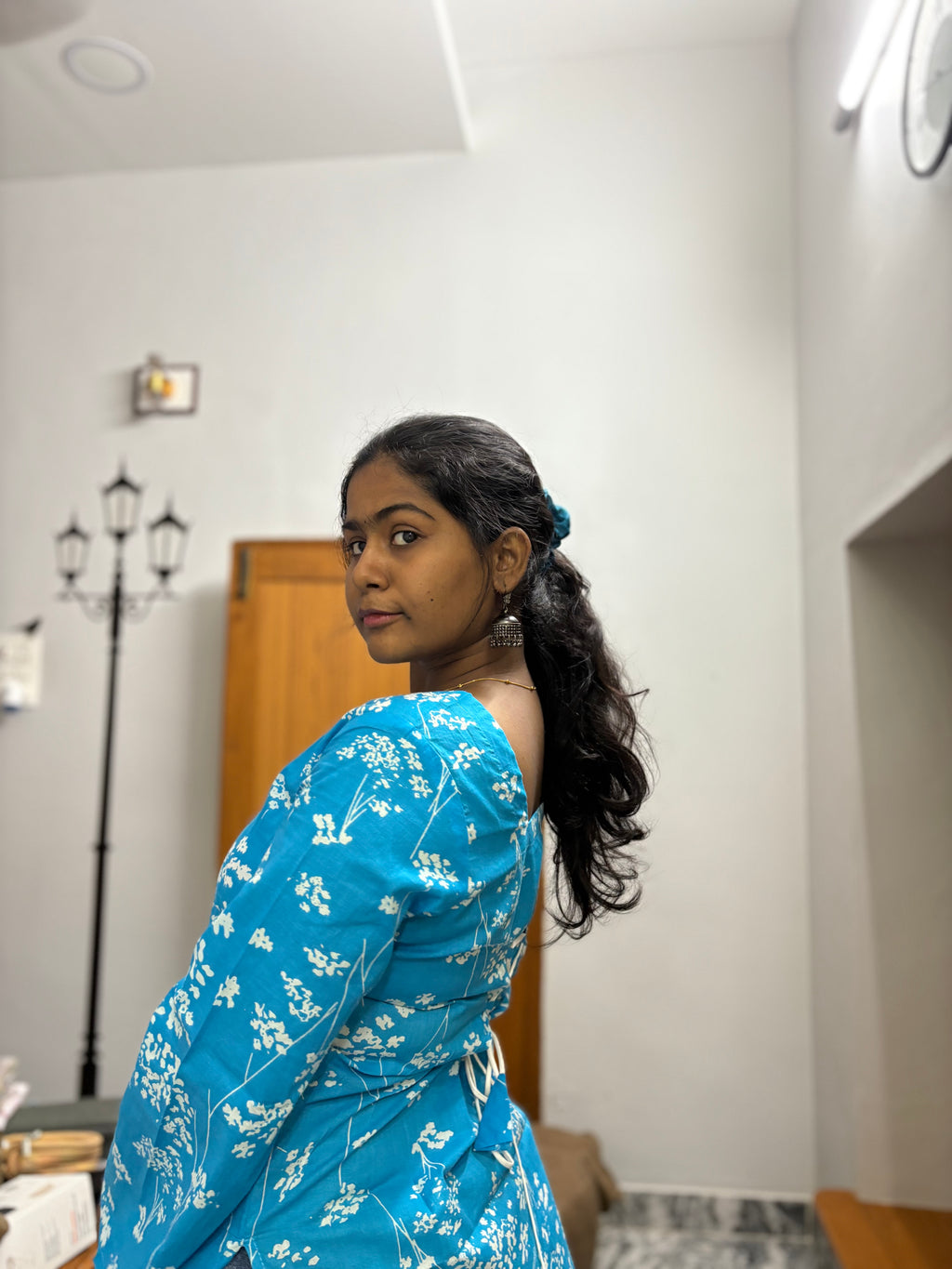 Blue batik Corset back kurti