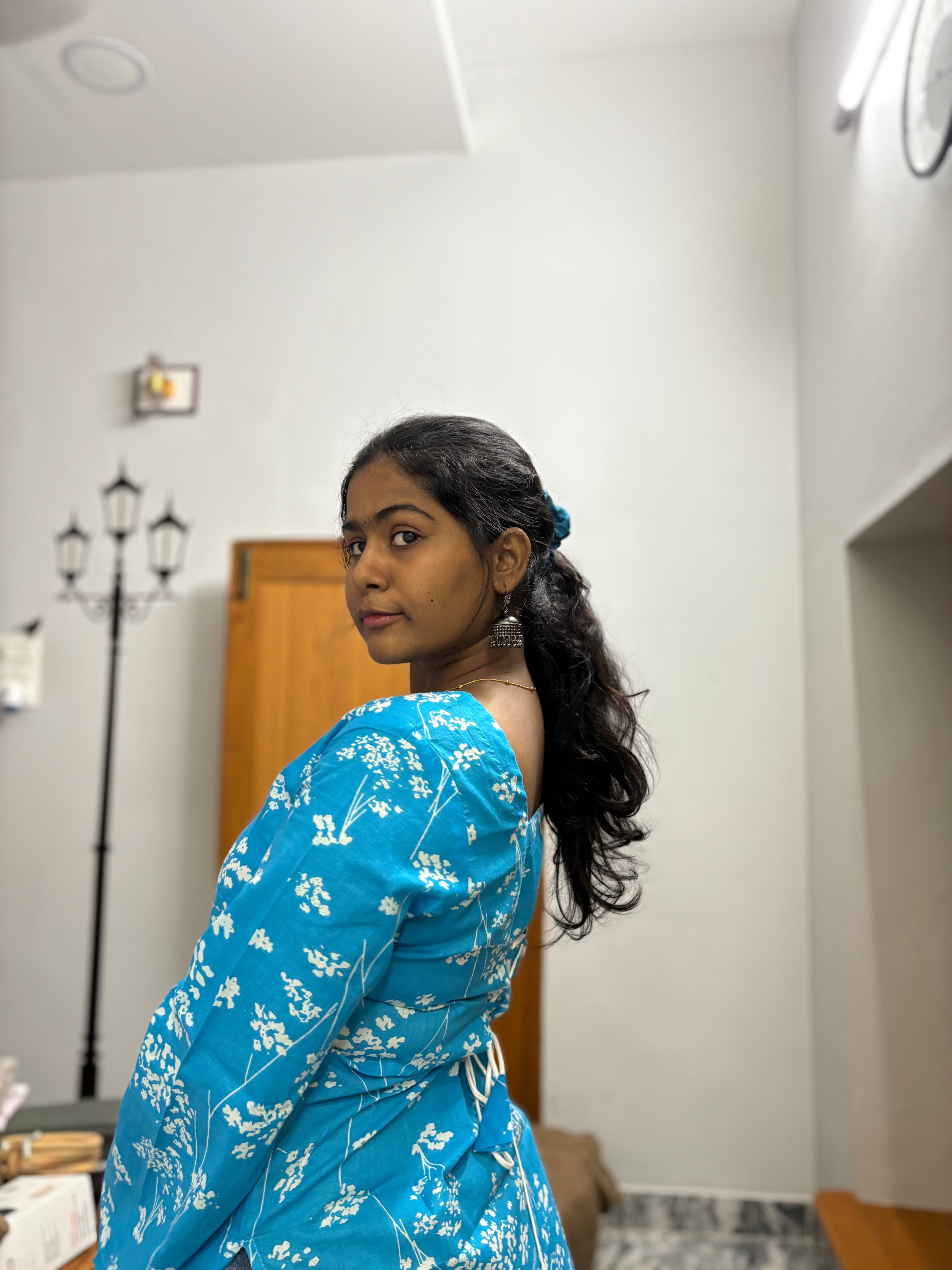 Blue batik Corset back kurti