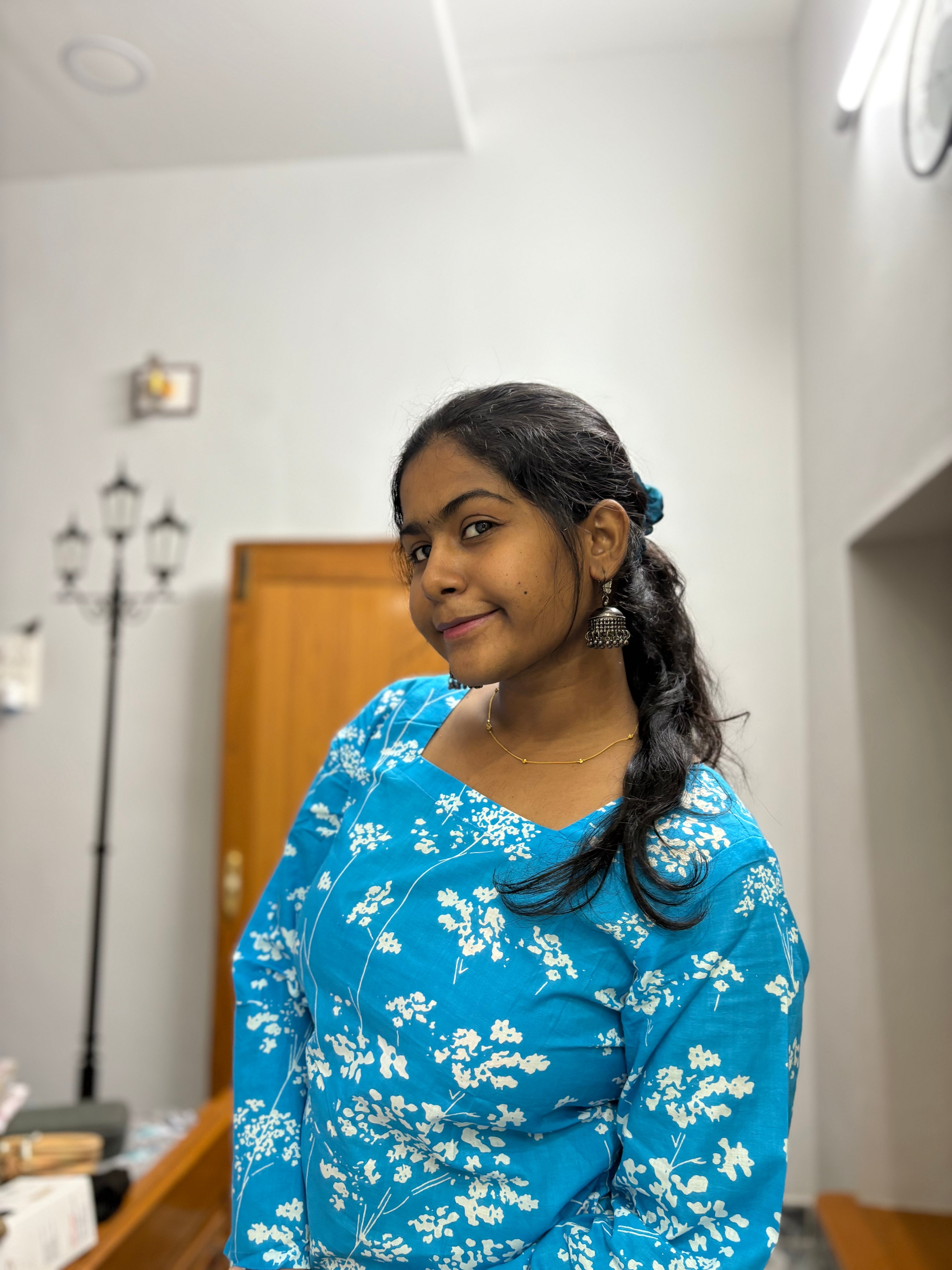 Blue batik Corset back kurti