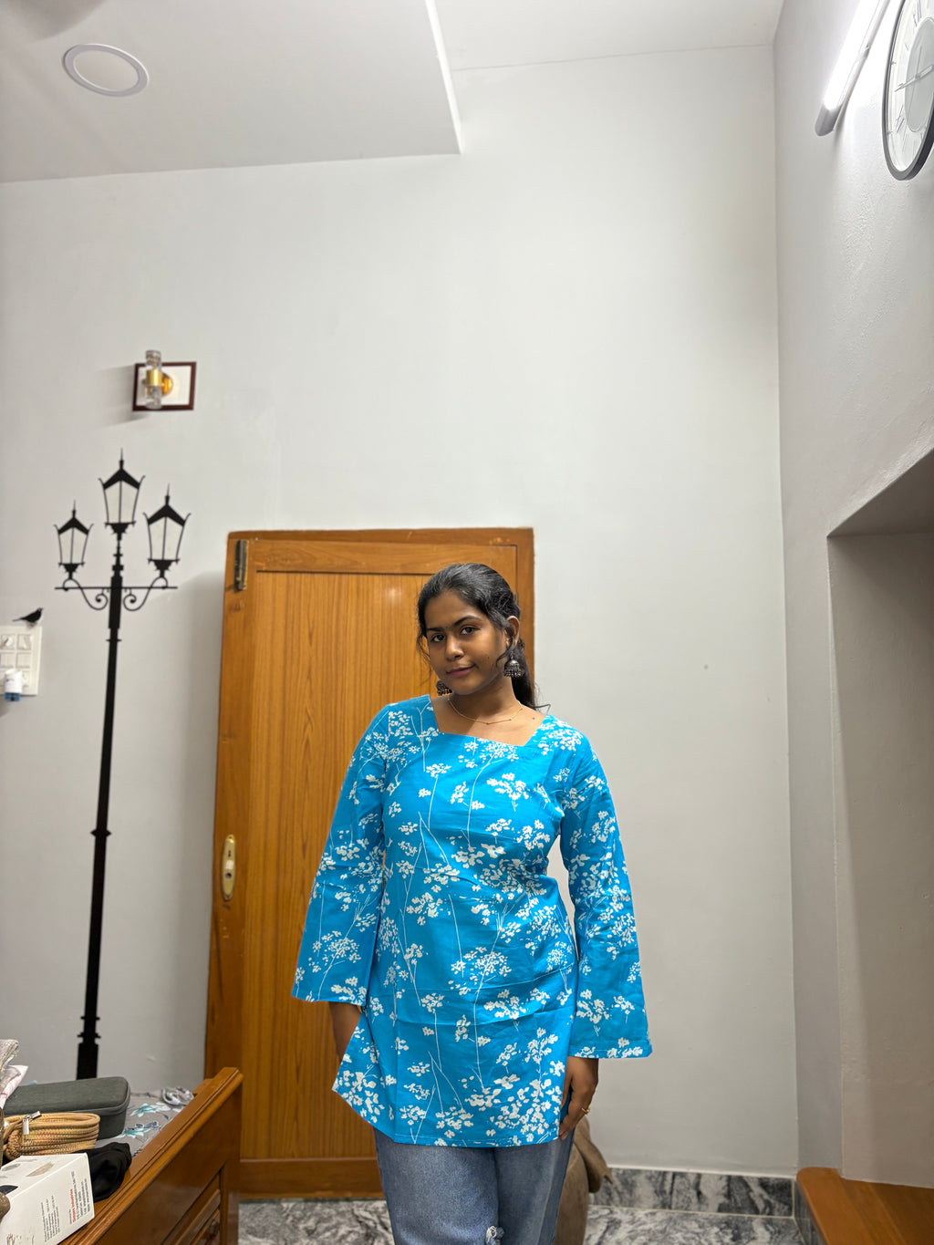 Blue batik Corset back kurti