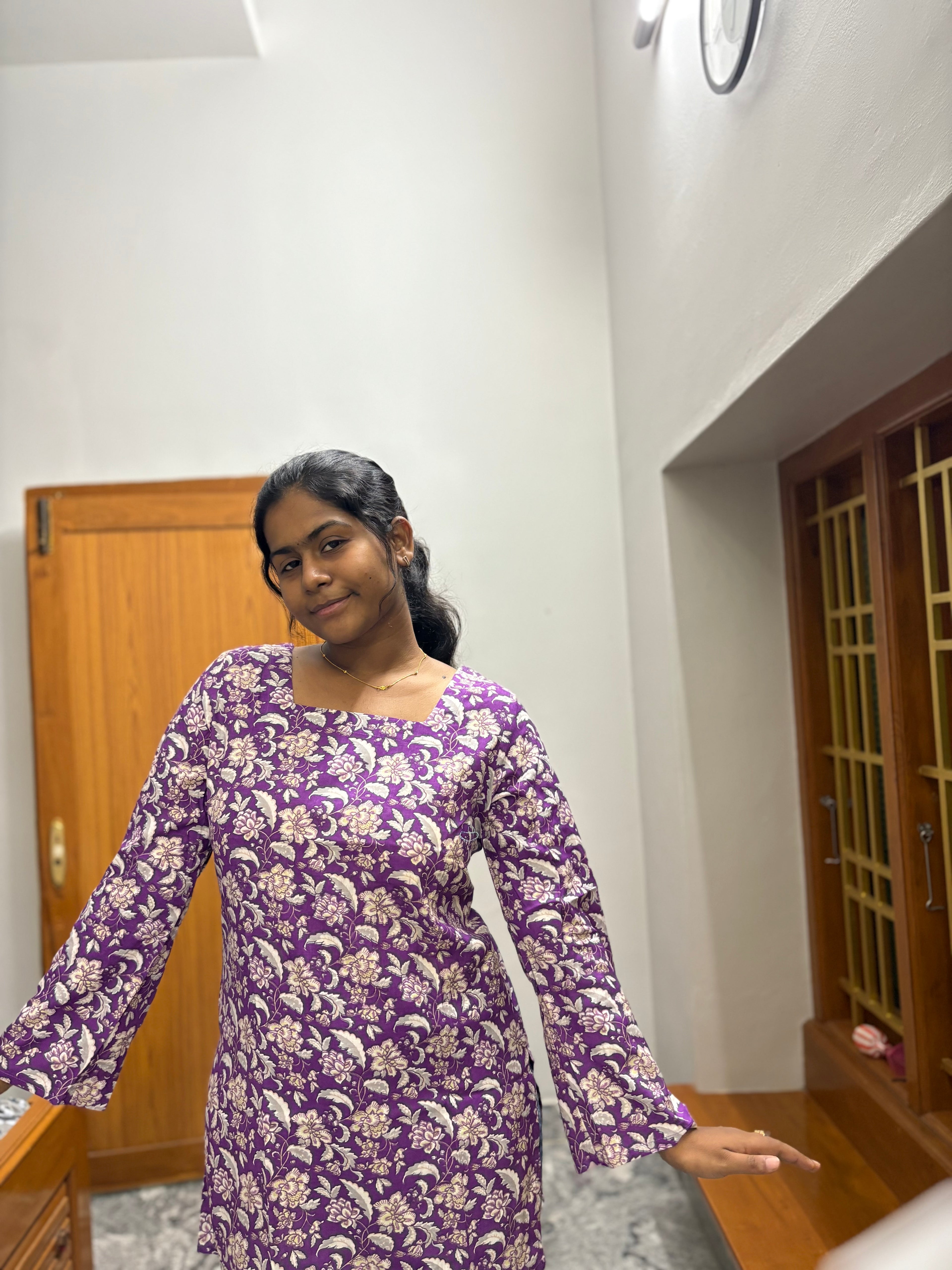 Wine floral corset back kurti