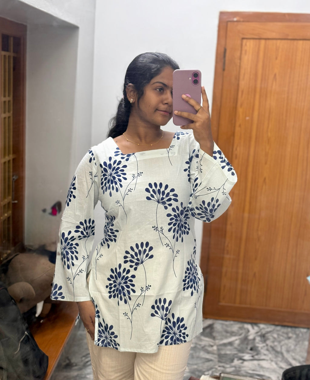 White blue Corset back kurti