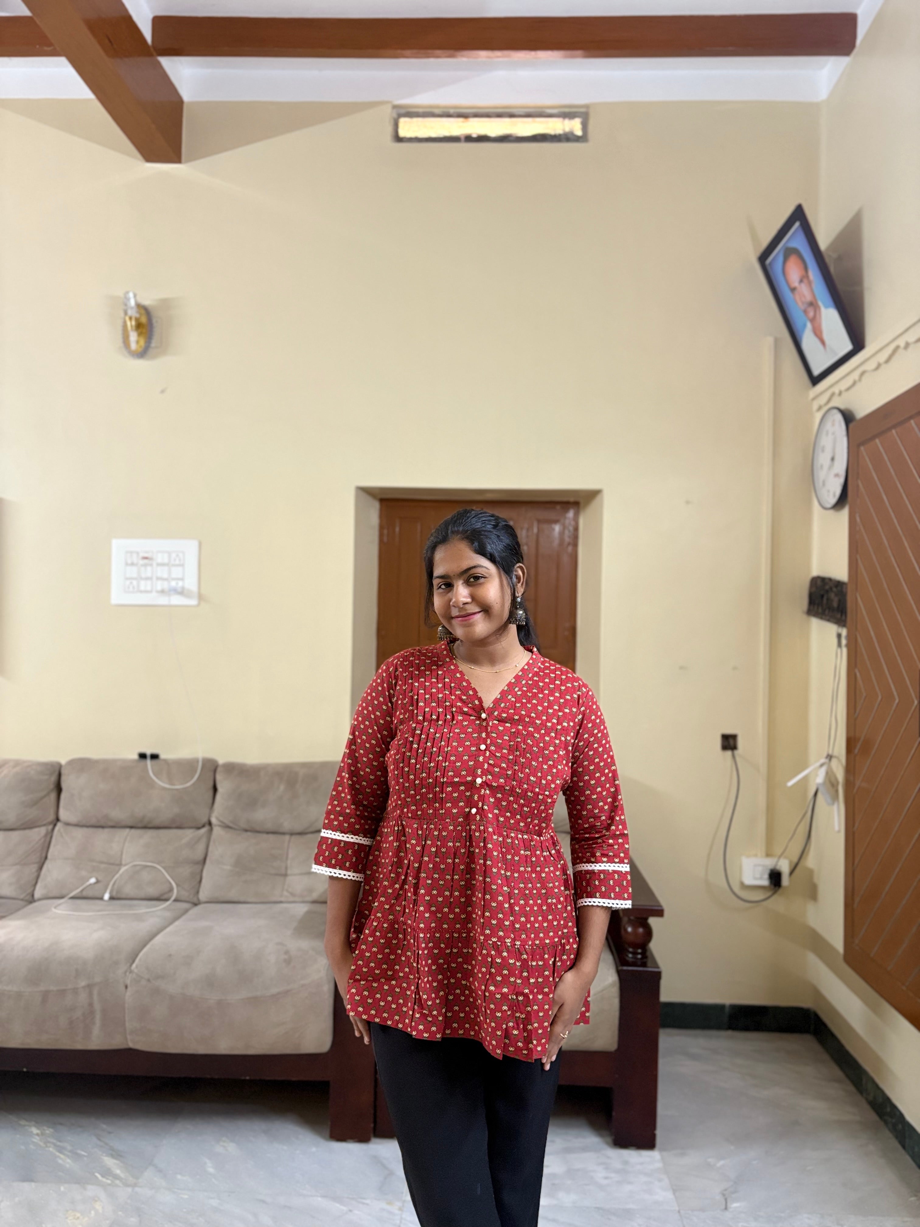 Red Maternity Peplum Top