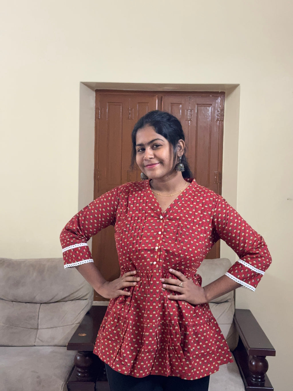 Red Maternity Peplum Top