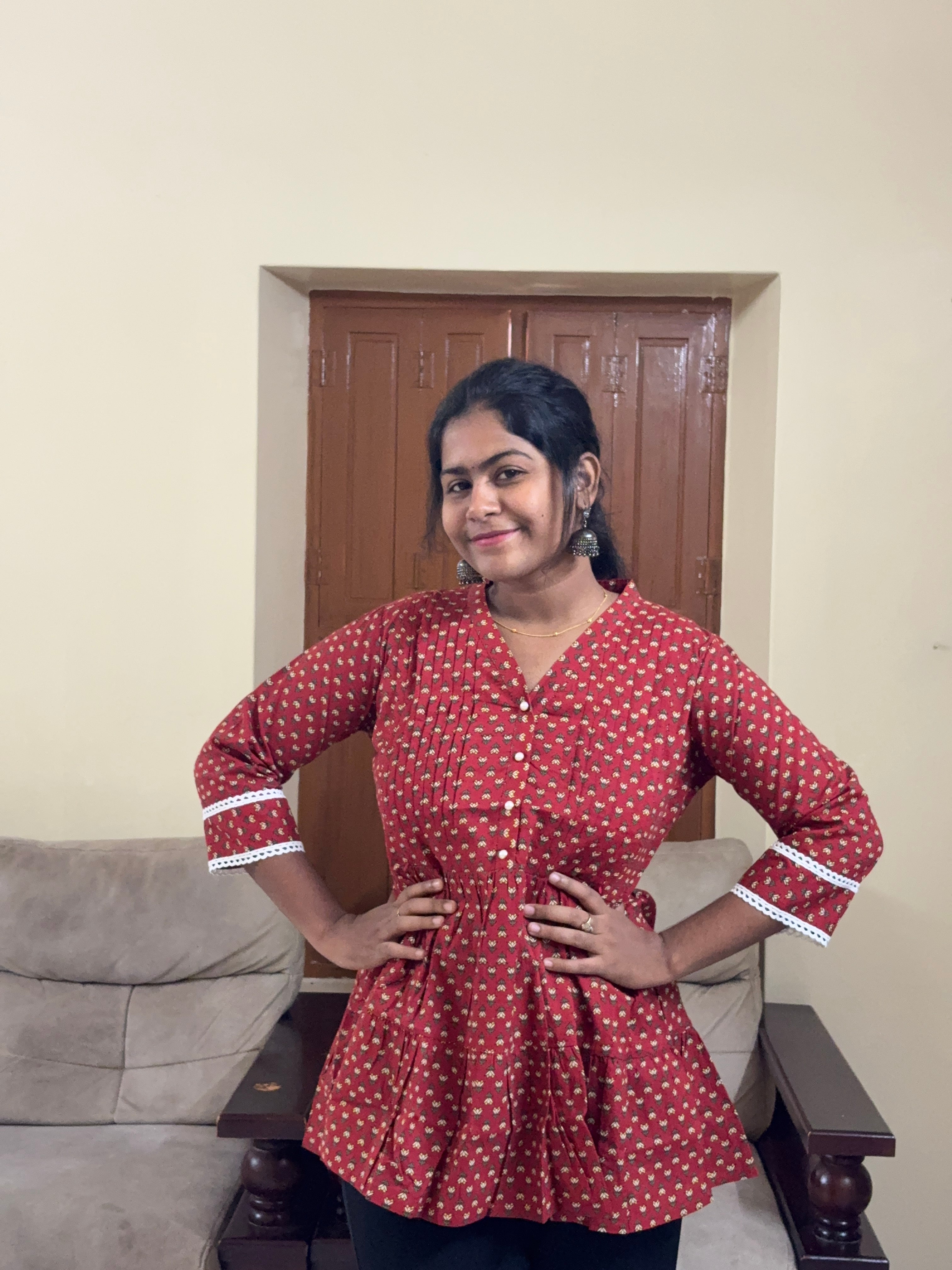 Red Maternity Peplum Top