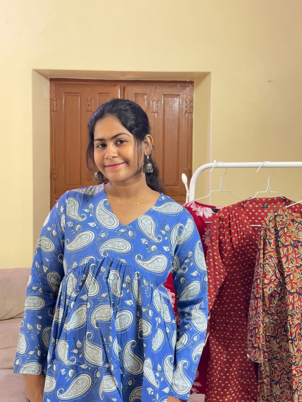 Blue Paisley Peplum Top
