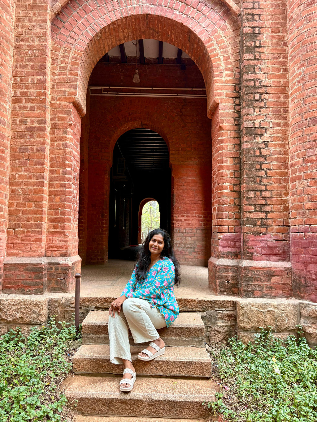 Blue Floral Peplum Top